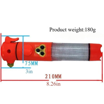 Red Multi-functional car safety hammer with Flashlight