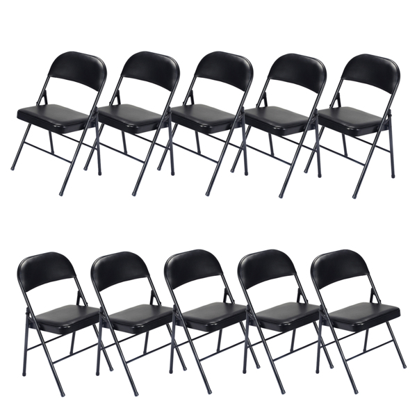 【Old Code：33457557】4pcs Elegant Foldable Iron & PVC Chairs for Convention & Exhibition Black