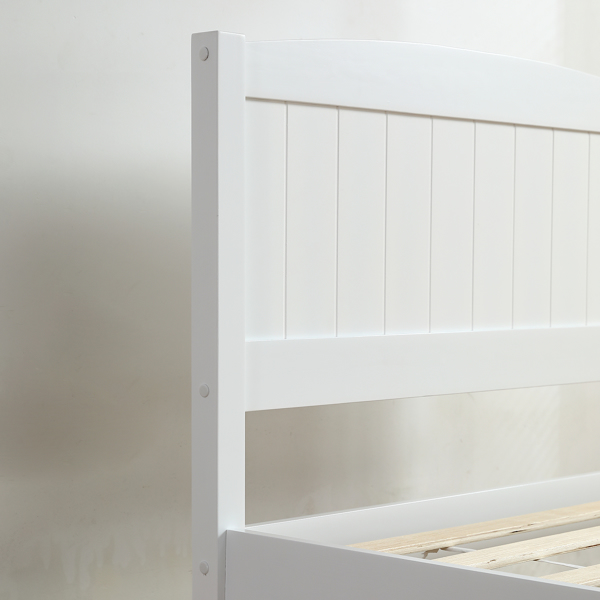 FCH Twin Pine Single-Layer Core Vertical Stripe Full-Board Curved Bed Head With The Same Bed Foot White Wooden Bed