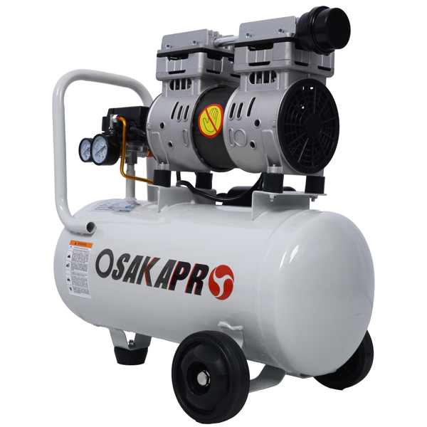 1.5HP Silent Oil-Free Air Compressor 8 Gallon, Oil-Free, Electric Shop Air Compressor Portable,Lightweight with Wheels, 70 dBA Noise Level, with Automatic Drain Valve,Light Gray