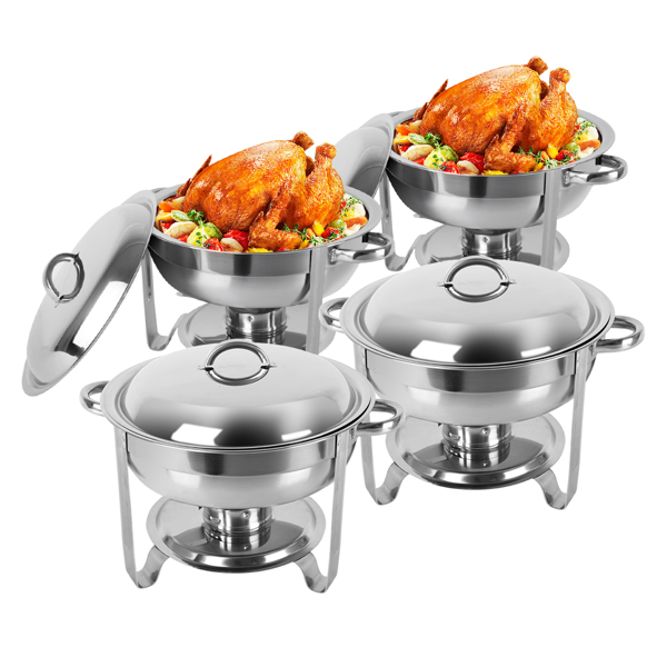 【Product have Logo】5L-1*4 Single Basin Four Set Stainless Steel Round Buffet Stove