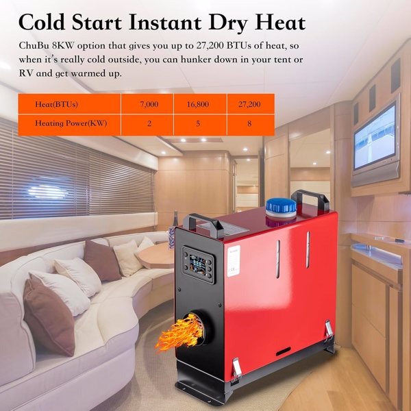 Diesel Heater All in One 8KW 12V-24V Portable Car Diesel Air Heater with Muffler, LCD Monitor, Remote Control, Fast Heating for Campers Truck Trailer RV Boat Garage and Indoors