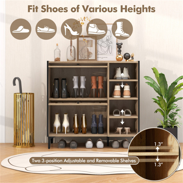 Entry shoe cabinet with adjustable shelf