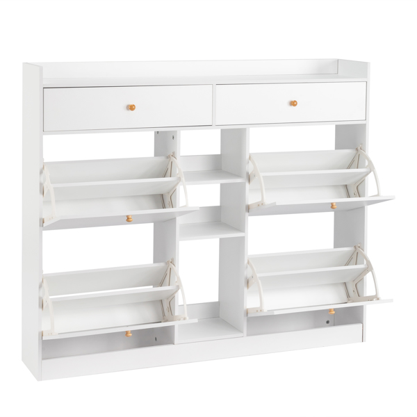 FCH 4 Drawers 2 Drawers with Top Baffle Shoe Cabinet Particle Board 128*25*107cm White