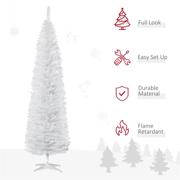 7 foot white Christmas tree with bracket