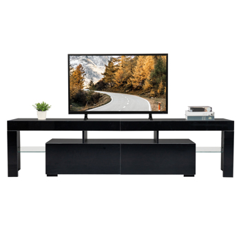 黑色 UV高亮漆面密度板+柜体三胺面刨花板 180*35*45cm 两抽 电视柜 RGB 16色 USB接口灯带