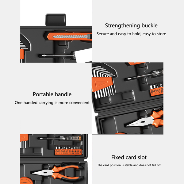 Household Toolbox Set, Daily Maintenance Hardware Wrench, Screwdriver, Pliers Complete Set