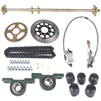 Rear Live Axle Kit 44\\" w/ Brake Assembly Chain Sprocket for Go Kart Quad ATV