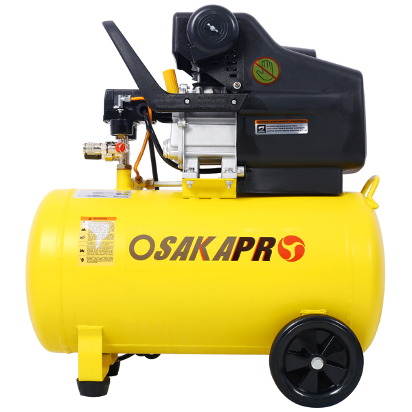 4.5HP Portable 13 Gallons Oil-Lubricated Air Compressor Tank Ultra Quiet Horizontal Tank Adjustable Pressure with Built-in Wheel