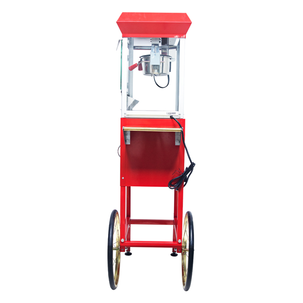 Popcorn Machine with Cart – 6oz Popper with Stainless-steel Kettle, Heated Warming Deck, and Old Maids Drawer,Red 