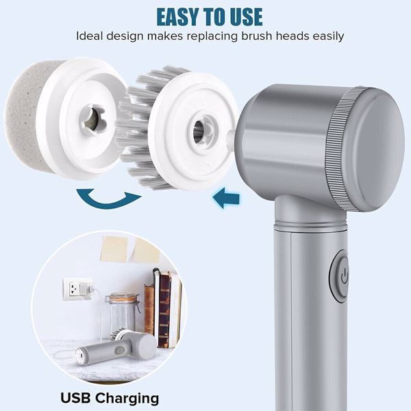 Rechargeable Electric Cordless Cleaning Brush Spin Scrubber Turbo Scrub Cleaner