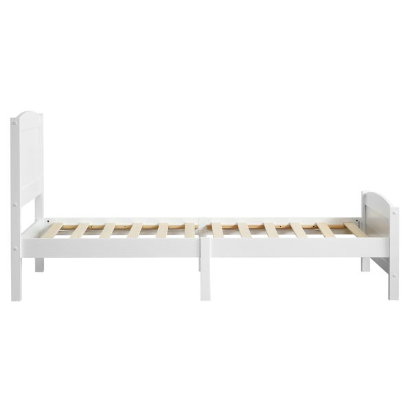 FCH Twin Pine Single-Layer Core Vertical Stripe Full-Board Curved Bed Head With The Same Bed Foot White Wooden Bed