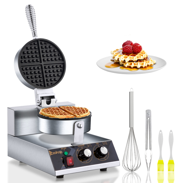 Single Head 1200W 110V Round Non-Stick Belgian Waffle Maker