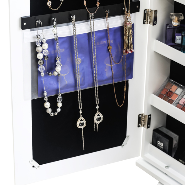 360 Degree Rotation Full-Body Mirror Cabinet PVC Film Moisture-Proof Dressing Mirror Cabinet Super Storage Jewelry Storage Mirror Cabinet White