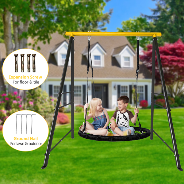 Swing Stand Frame, Swing Set Frame for Adults, Heavy-Duty Metal A-Frame Backyard Swing for Indoor Outdoor, Swing Chair, Porch Swing,Yellow(Without Swing)