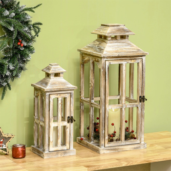 2 packs of 28 \\"/20\\" wooden lanterns decorated