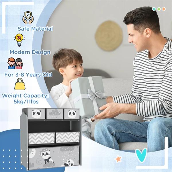 Grey toy organizer with storage box