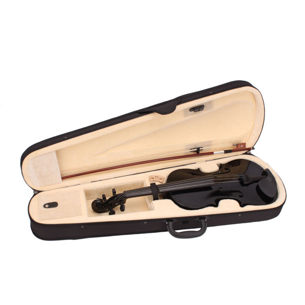 Glarry GV100 4/4 Acoustic Violin Case Bow Rosin Strings Tuner Shoulder Rest Black