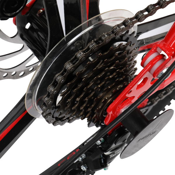 【replace：13435614】CamPingSurvivals 26in 150kg 21-Speed Shimano Variable Speed High Carbon Steel Land Rover Tri-Knife Wheels Foldable  Mountain Bike Red