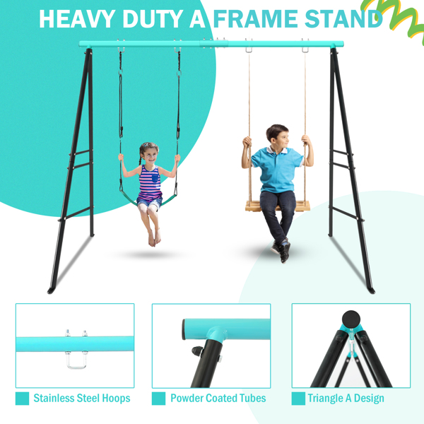 Swing Stand Frame,Swing Set Frame for Both Kids and Adults,500 Lbs Heavy-Duty Metal A-Frame Backyard Swing for Indoor Outdoor,Green(Frame Only)