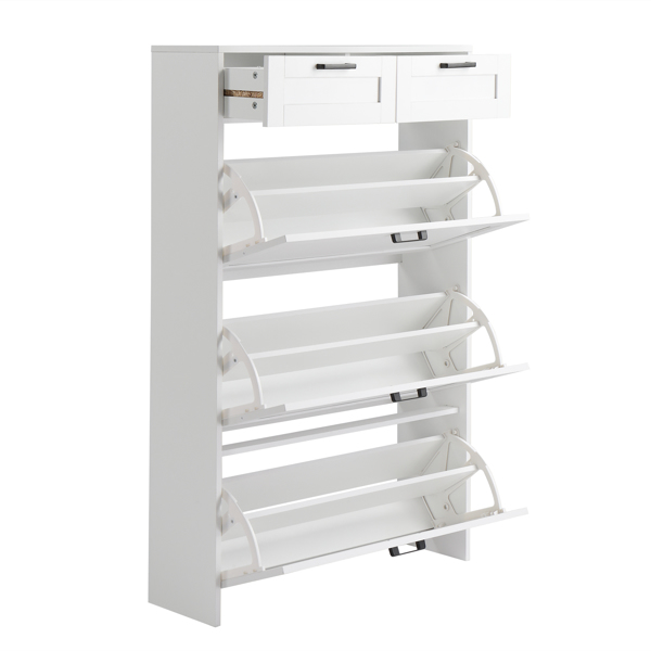 FCH 3 Drawers 2 Drawers with Top Baffle Shoe Cabinet Particle Board 80*25*120cm White