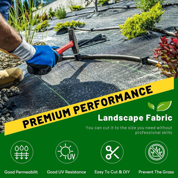 Weed Barrier Landscape Fabric Heavy Duty，Weed Block Gardening Ground Cover Mat, Weed Control Garden Cloth ，Woven Geotextile Fabric for Underlayment，Commercial Driveway Fabric-4FT*50FT(Stacking)