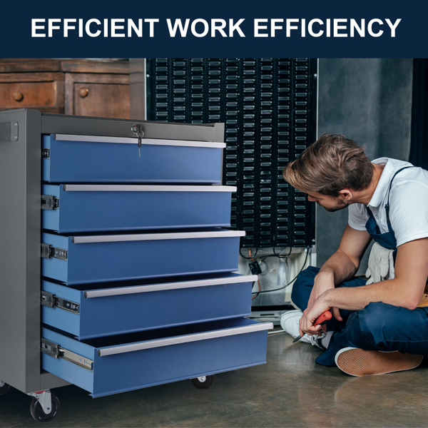 High Capacity Rolling Tool Chest with Wheels and Drawers, 5-Drawer Tool Storage Cabinet