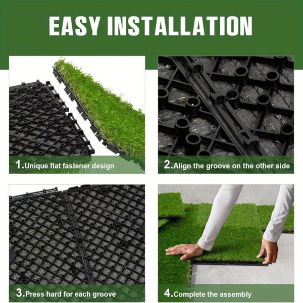 27 pieces of artificial lawn tiles, 11.8 x 11.8 inch interlocking deck tiles, square false grass mats for lawns, indoor and outdoor floor decorations, lawn carpets