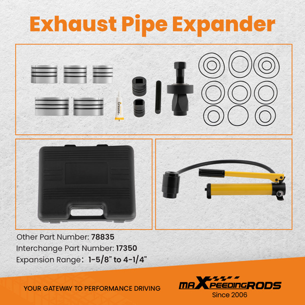 Hydraulic Exhaust Pipe Expander 10T Stretcher Tools Kit 1 5/8" To 4 1/4" 78835