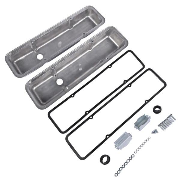 For SBC Small Block Chevy 350 1958-86 Polished Aluminum Finned Short Valve Cover