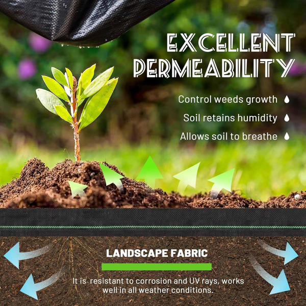 Weed Barrier Landscape Fabric Heavy Duty，Weed Block Gardening Ground Cover Mat, Weed Control Garden Cloth ，Woven Geotextile Fabric for Underlayment，Commercial Driveway Fabric-4FT*300FT(Roll up)