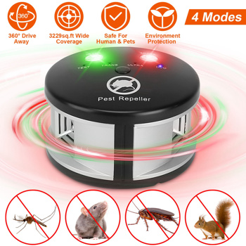 360° Ultrasonic Pest Repeller Electronic Plug-in Pest Control Mouse Chaser Blocker Repellent Deterrent with Pressure Wave & Ultrasonic Sound for Indoor Use