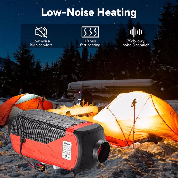 Diesel Heater 8KW, Portable 12V Car Air Kit w/Wireless Remote Control LCD Display 5L Tank Muffler Fast Heating Defrost Defogger for Campers,Shop,Home,RV,Boat,SUV,Garage Red New Remote 8KW