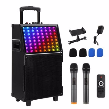 12in 60W with LED spectrum light, Bluetooth remote control, pull rod speaker