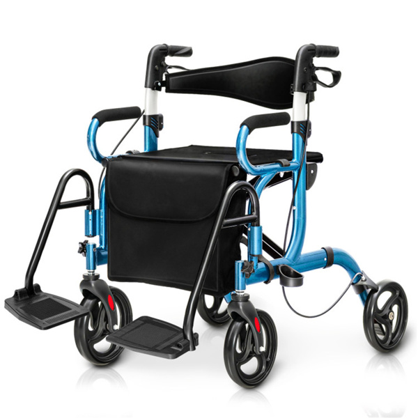 Practical Folding Rolling Walker Transport Wheelchair 