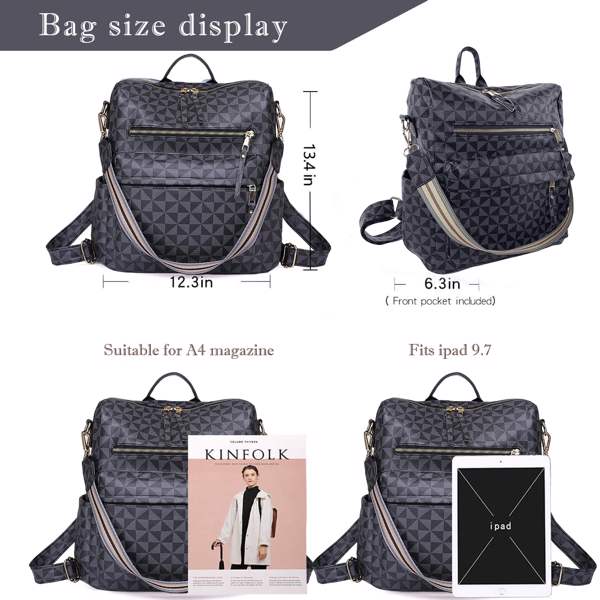 Womens Backpack Purse Leather Travel Fashion Convertible Large Ladies College Shoulder Bag