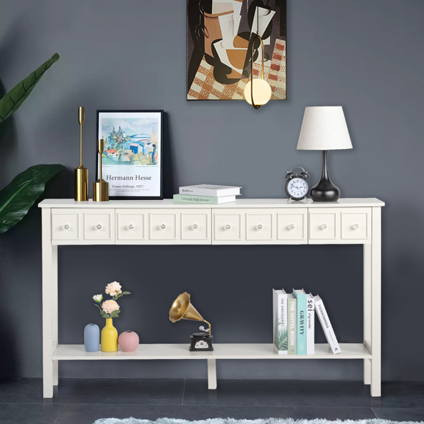 [Replace code:71522742]Long Console Table Entryway Table with Different Size Drawers and Bottom Shelf, White Narrow Storage Sofa Table for Entryway Hallway(White) Long Console Table 