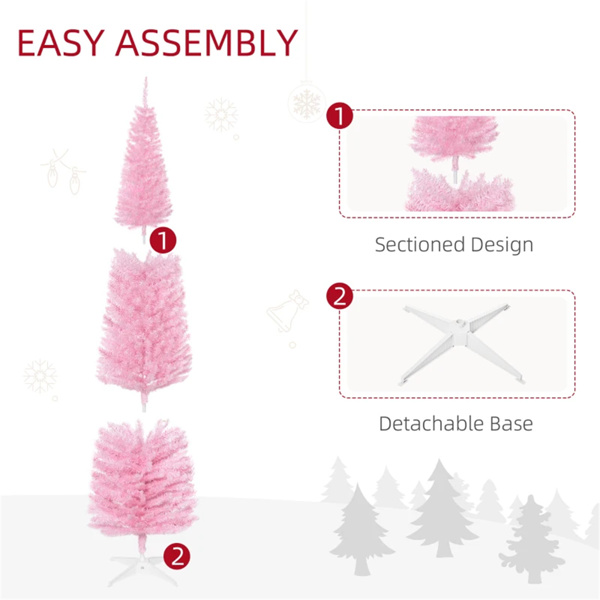 7 foot pink Christmas tree with bracket