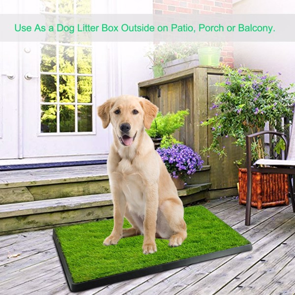 Dog Toilet Indoor Puppy Training Pad, Dog Potty Pet Training Grass Mat, Removable Waste Tray for Easier Clean Up, Artificial Turf, 25"×20"