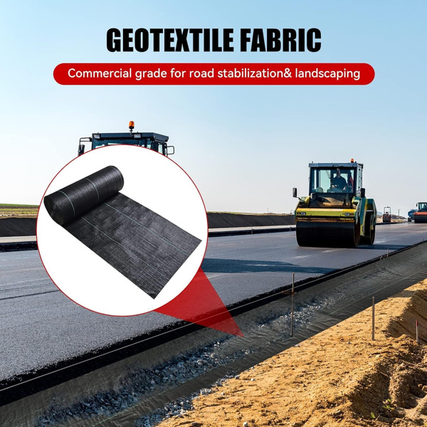 Weed Barrier Landscape Fabric Heavy Duty，Weed Block Gardening Ground Cover Mat, Weed Control Garden Cloth ，Woven Geotextile Fabric for Underlayment，Commercial Driveway Fabric-6FT*50FT(Stacking)