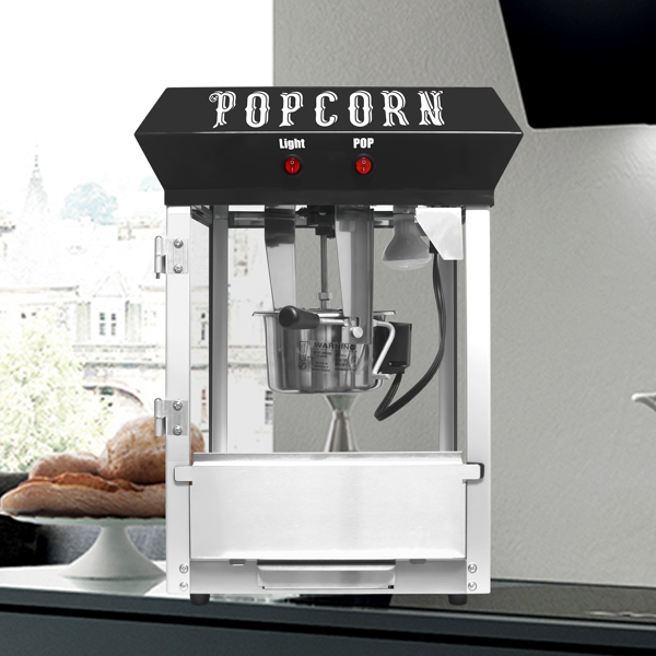 Bar Style Popcorn Machine, 4-Ounce Popcorn Maker Popper, Black 