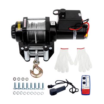 Seilwinde Elektrisch 12V, 4500LBS/2045Kg Motorwinde Seilzug, Elektrische Seilwinde 230v Funkfernbedienung,5mm Stahlseil,Kompatibel mit ATV,SUV,Boot Pickup