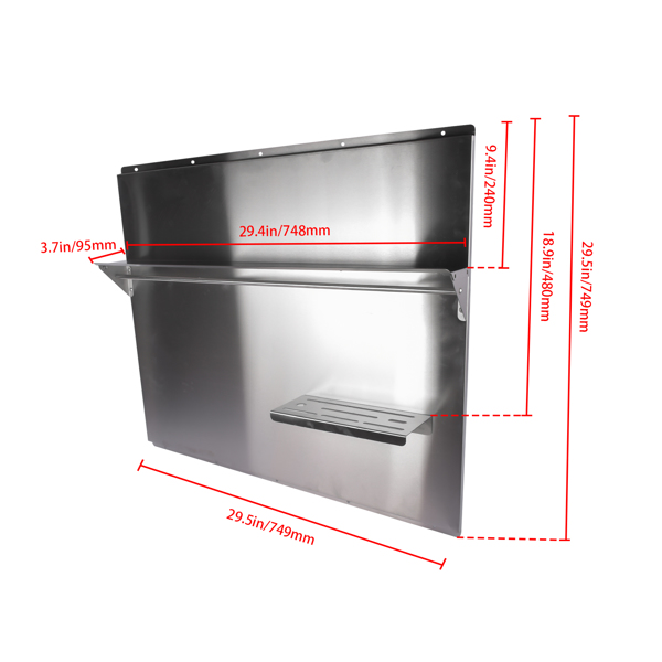 Range Backsplash with Shelf 36 x30.7 Inch Range Hood Wall Shield for Range Hood Stainless Backsplash with Storage Shelf and Hanging Rack