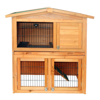 40\\" Triangle Roof Waterproof Wooden Rabbit Hutch A-Frame Pet Cage Wood Small House Chicken Coop Natu