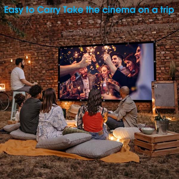 60-120 "portable foldable HD anti-wrinkle projection screen, movie projection screen 16:9 indoor and outdoor projection double-sided video projection screen for home theater, parties, offices, classro