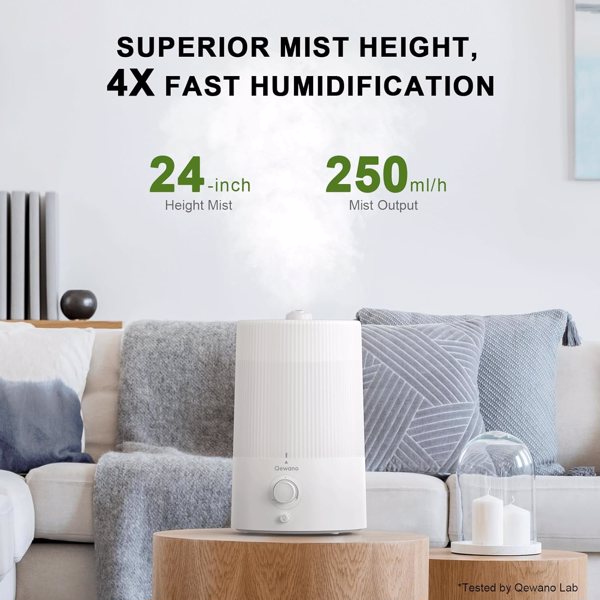 4L Top Fill Ultrasonic Cool Mist Humidifiers for Bedroom, with Oil Diffuser and Nightlight, for Baby Nursery & Plants, for Large Room, Lasts Up to 50 Hours, Auto Shut-Off