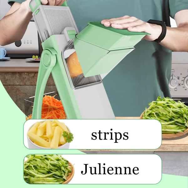 Mandoline Slicer,Kitchen Adjustable Safe Vegetable Chopper,Cucumber Slicer,Potato Slicer,Onion Slicer,Julienne + Dicer for Vegetables and Meal Prep,Includes Cleaning Brush & Peeler