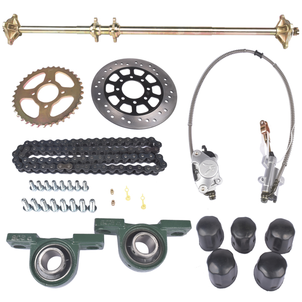 Rear Live Axle Kit 44" w/ Brake Assembly Chain Sprocket for Go Kart Quad ATV