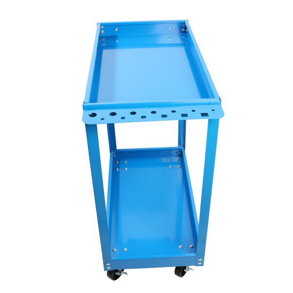 Tool Cart on Wheels,  Heavy Duty Steel Utility Cart w/Lockable Wheels, 400 LBS Capacity Industrial Service Cart for Garage, Warehouse, Workshop (Two-layer Bright Blue)