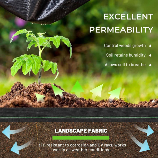 Weed Barrier Landscape Fabric Heavy Duty，Weed Block Gardening Ground Cover Mat, Weed Control Garden Cloth ，Woven Geotextile Fabric for Underlayment，Commercial Driveway Fabric-6FT*50FT(Stacking)